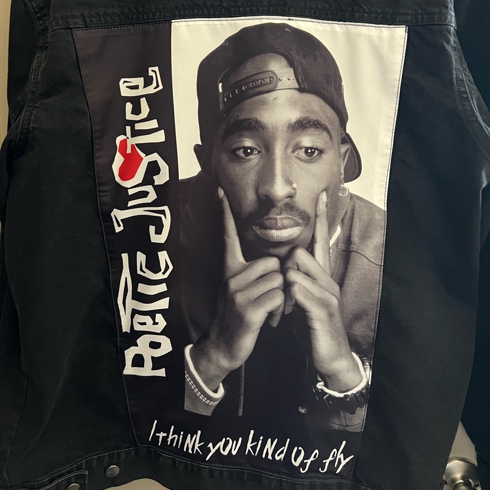 Tupac Poetic Justice Black Jean Denim Jacket Large - Picture 4 of 5